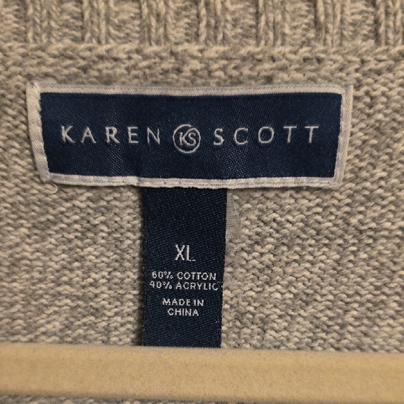 Karen Scott Light Gray Cable Knit Sweater - Picture 2 of 4